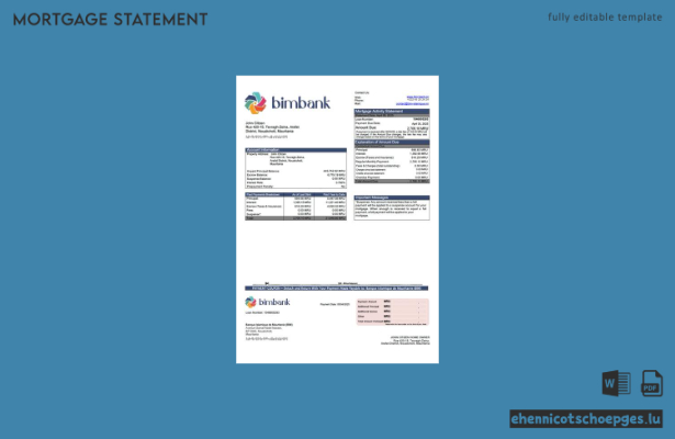 Mauritania Islamic Bank of Mauritania BIM Hypothekenabrechnung Word- und PDF-Beispielvorschau